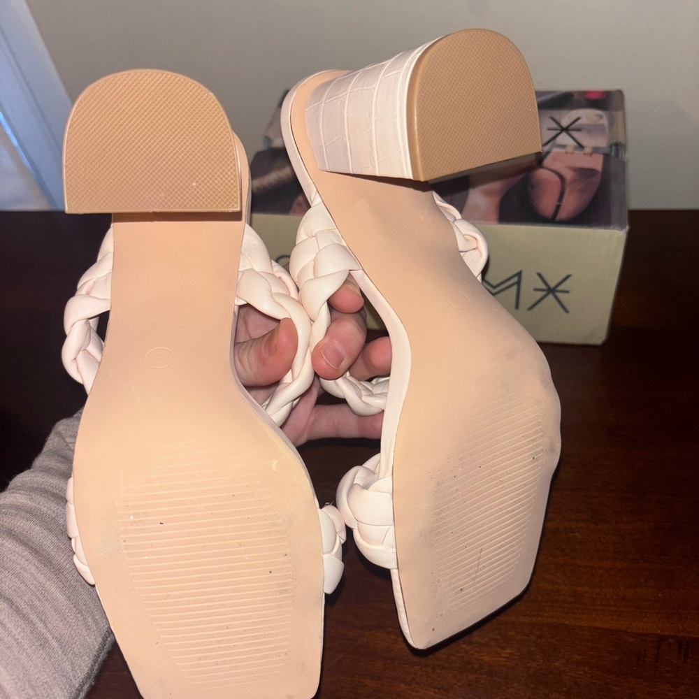 Cream Braided Women's Sandals - Picture 3 of 3